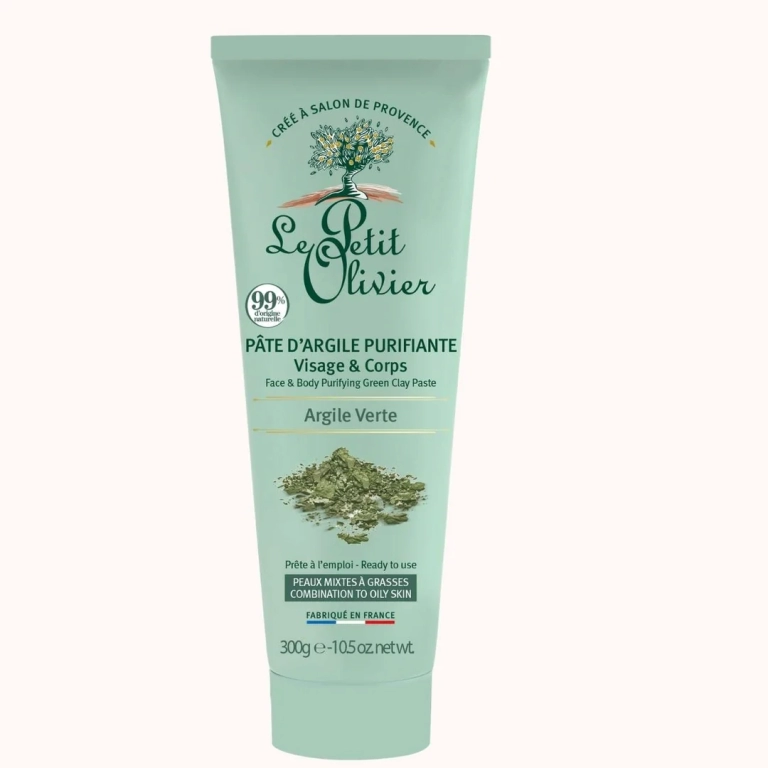 Pâte d’Argile Verte Purifiante – Visage & Corps – Le Petit Olivier – 300 g