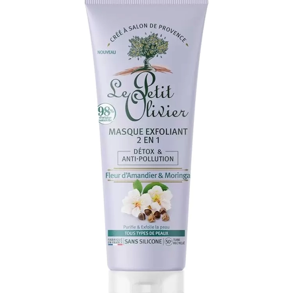 Masque Exfoliant 2‑en‑1 Détox & Anti‑Pollution – Fleur d’Amandier & Moringa – 75 ml