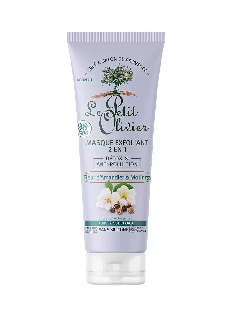 Masque Exfoliant 2‑en‑1 Détox & Anti‑Pollution – Fleur d’Amandier & Moringa – 75 ml